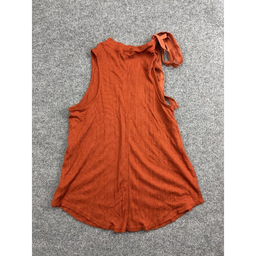 We The Free Tank Top Womens Small Orange Mock Neck Tie Strap Ribbed - Picture 6 of 6